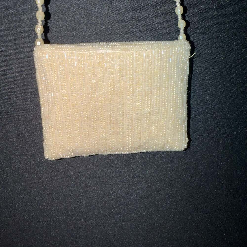La Regale Cream Beaded Pearl Strap Shoulder Bag